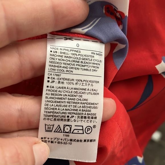 Banana Republic Factory Red Floral Collared Women's Casual Dress - Picture 9 of 9